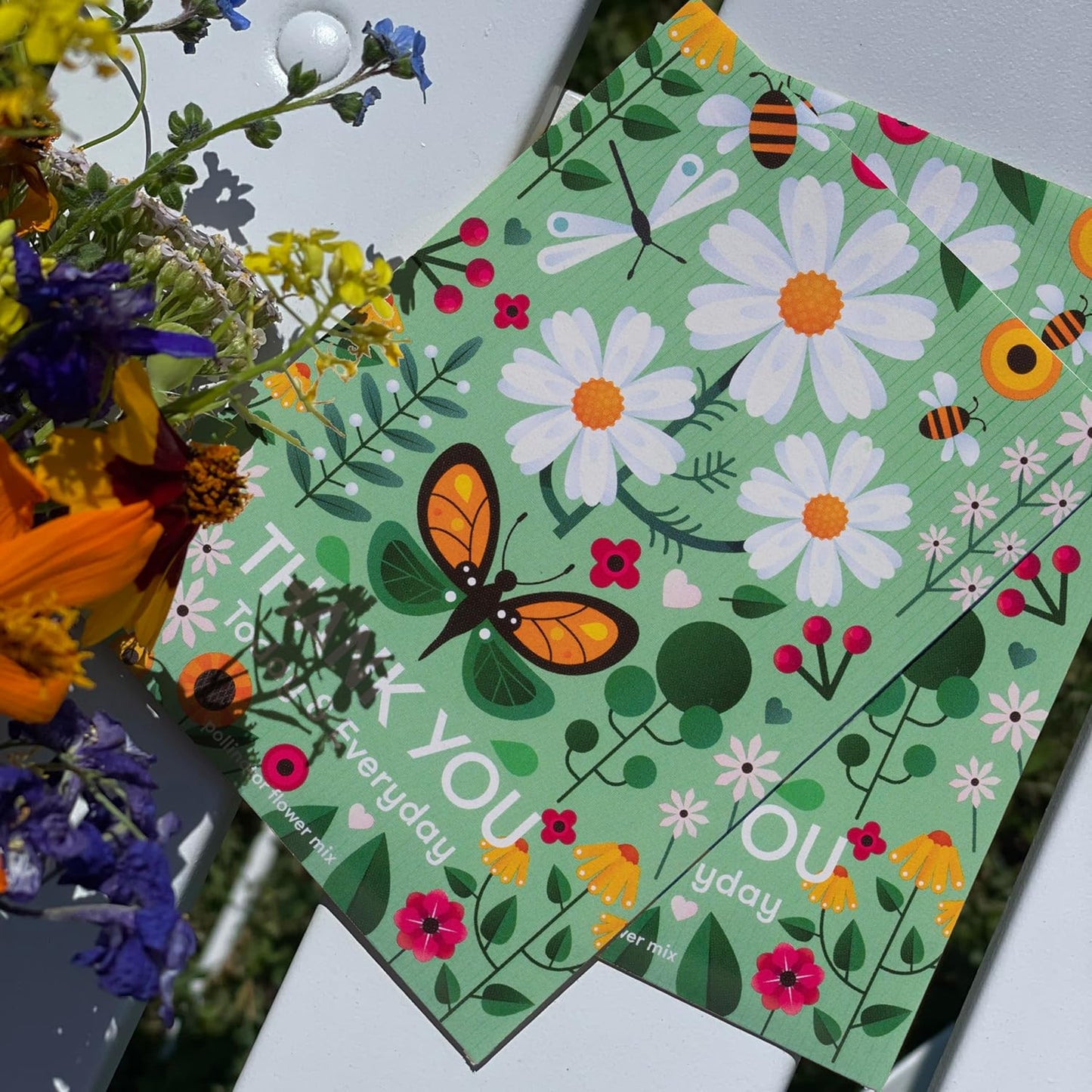 Pollinator Flower Mix - 25 Seed Packets - Perfect Eco-Friendly Thank You Gift - Non GMO Seeds, Green