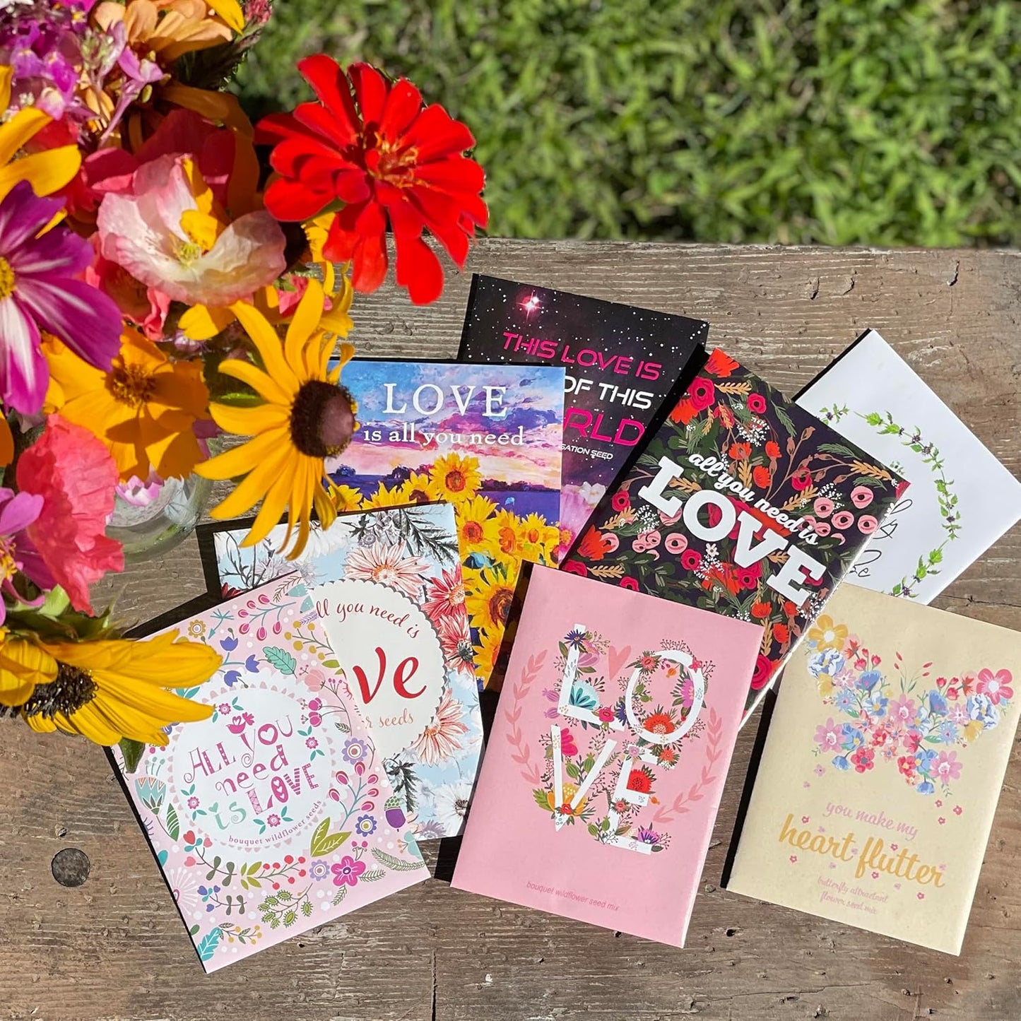 All You Need is Love Bouquet 25 Wildflower Packets for Planting, Perfect Valentines Gift, Garden Seeds to Grow Live Plants, Flowers