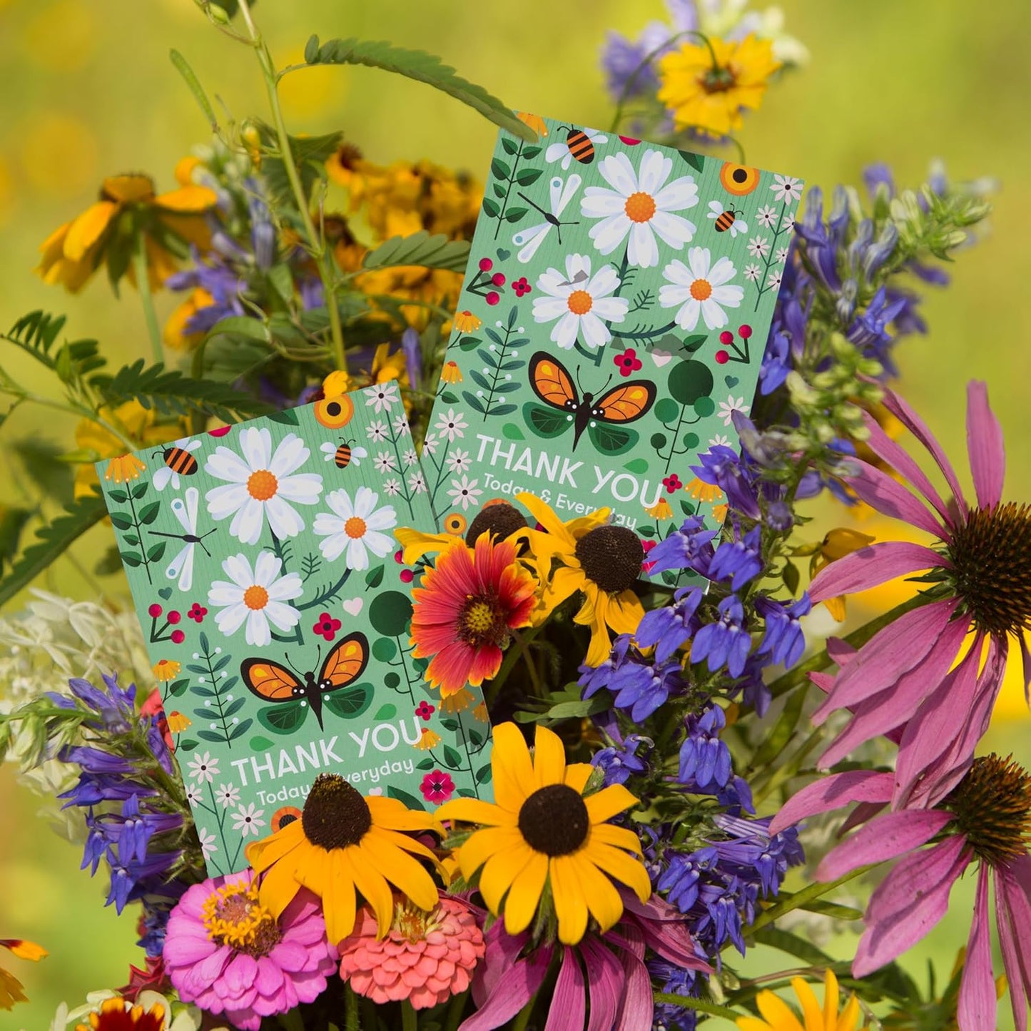 Pollinator Flower Mix - 25 Seed Packets - Perfect Eco-Friendly Thank You Gift - Non GMO Seeds, Green