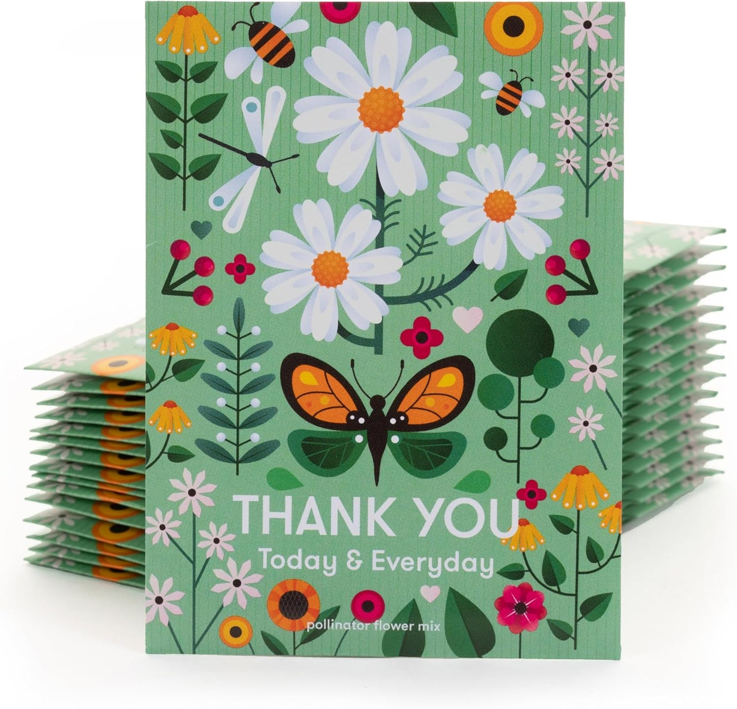 Pollinator Flower Mix - 25 Seed Packets - Perfect Eco-Friendly Thank You Gift - Non GMO Seeds, Green